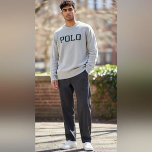 POLO by Ralph Lauren Gray Crewneck Sweater w Green Logo, Sz 3XL